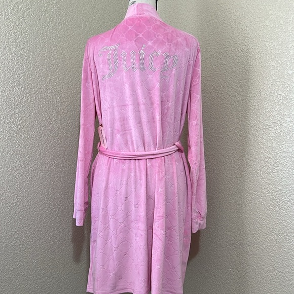 Juicy Couture Sleepwear Collection Loungewear Luxe Velour Rhinestone Robe - Picture 2 of 4